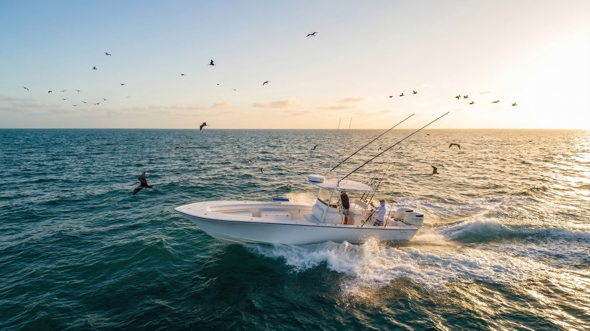 M and M Fishing Charter boat running through the Florida Keys